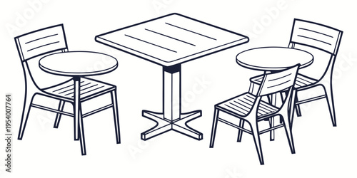 A set of four chairs and a small round table in a simple design