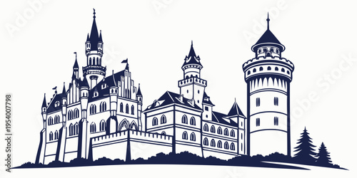 A majestic castle with intricate towers and a grand entrance gate