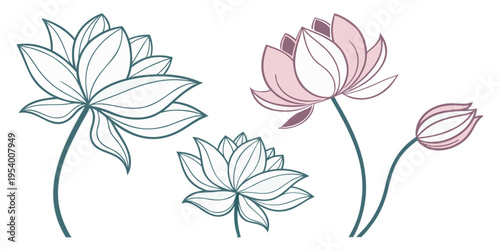 Delicate watercolor flowers with soft pink and green hues on a white background