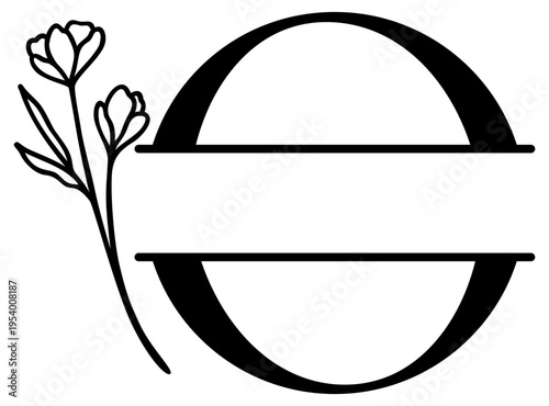 O Split Letter Border | Alphabet Monogram Frame | Decorative Vector Floral Design