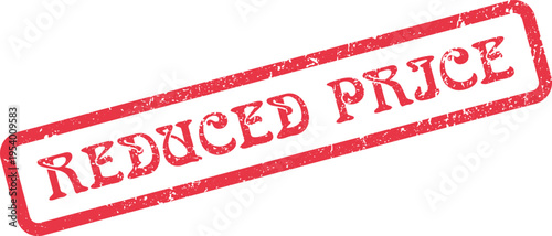 Red Reduced Price Stamp Impression Signaling Discounted Offer and Value Proposition