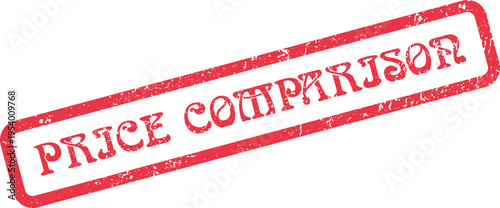 Price Comparison Rubber Stamp Icon for Market Analysis and Smart Shopping