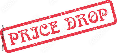 Red Grunge Price Drop Stamp for Announcing Sales and Discount Promotions