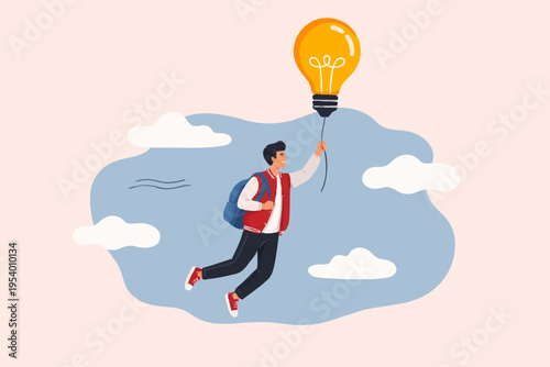 Young man with bright idea