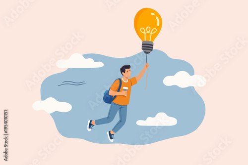 Young man with bright idea