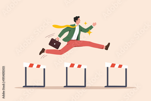 Business Man Over Hurdles