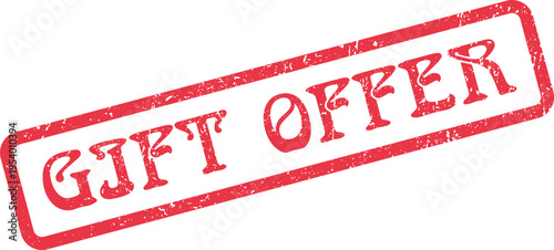 A vibrant red gift offer stamp for special presents and promotional incentive campaigns