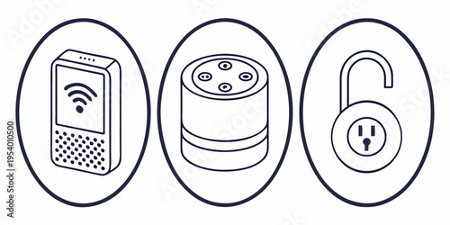 Smart home devices including a smartphone, smart speaker, and smart plug