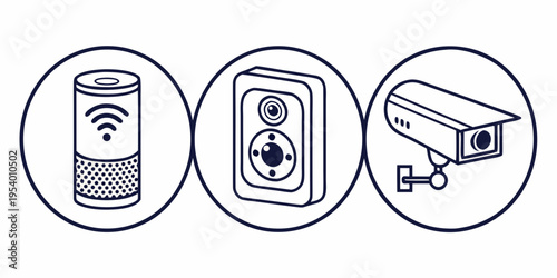 A visual representation of various security and surveillance devices.