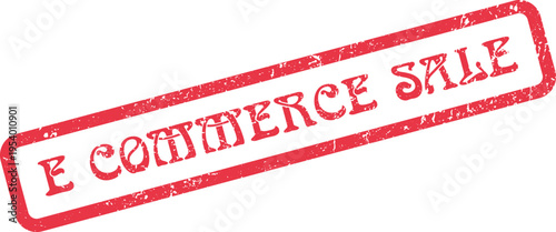 Grungy red rubber stamp featuring E commerce Sale text for online promotional marketing