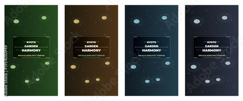 Kyoto Garden Harmony poster design, zen rock garden pattern pack, premium Japanese landscape cover, oriental brochure template, modern zen flyer design