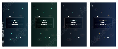 Koi Pond Ripple poster design, Japanese koi fish pattern pack, premium water ripple editorial cover, oriental pond brochure template, modern koi flyer design