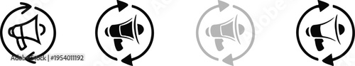 megaphone vector icons showing active inactive and outline states
