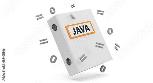 Java textbook with symbols floating around equals