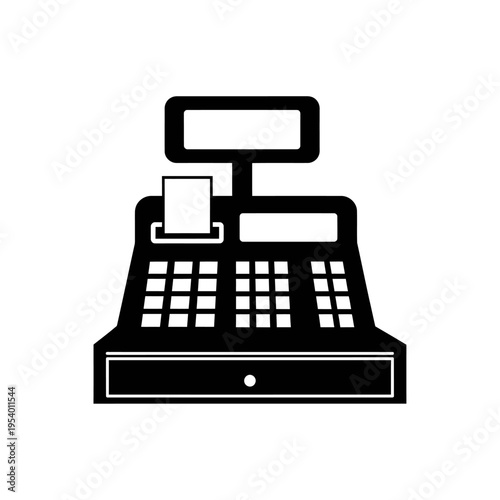 Minimalist Cash Register Vector Icon for Retail Point of Sale Systems and Financial Business Transaction UI Elements