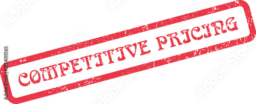 Red Grungy Competitive Pricing Official Mark for Business Solutions and Market Advantage