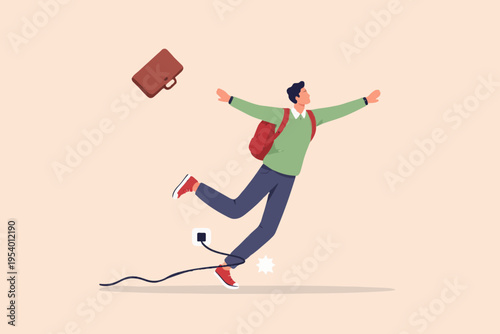 Happy man jumping for joy