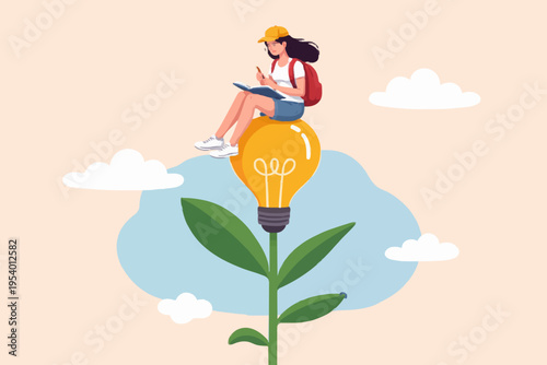 Young Woman With Bright Idea