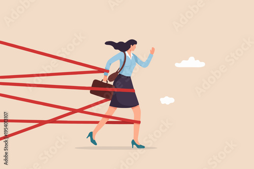 Business Woman With Red Lines