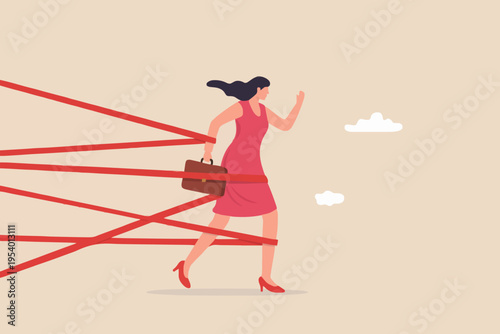 Woman Running Through Obstacles