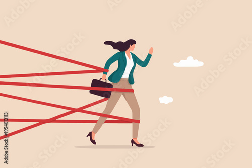 Business woman with red lines