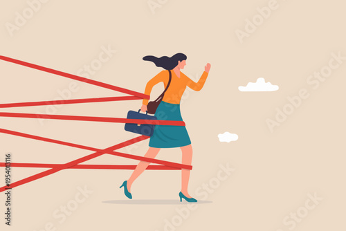 Business woman with red lines