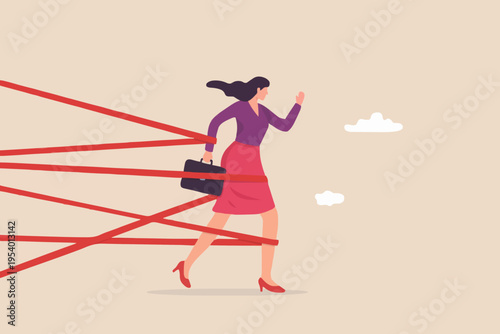 Business Woman With Red Lines