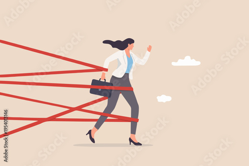 Business Woman Running Forward