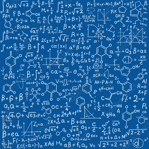 Mathematical equations and chemical formulas.