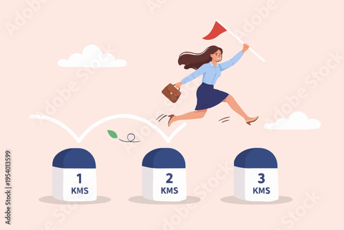 Woman Running With Flag