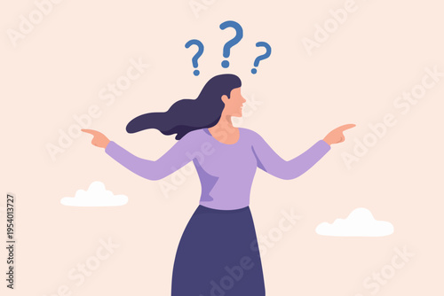 Woman thinking with questions