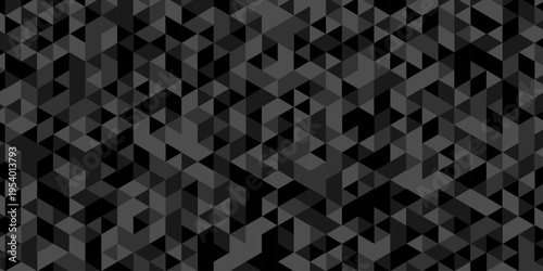 Minimal abstract low polygon paper cubic black, gray wallpaper design. vector transparent polygon reangle square pattern. geometric wall tile metal cube triangle background.