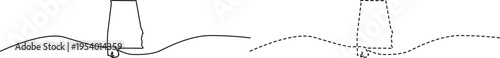 Alabama state outline and its mirrored dashed version on a plain background Vector