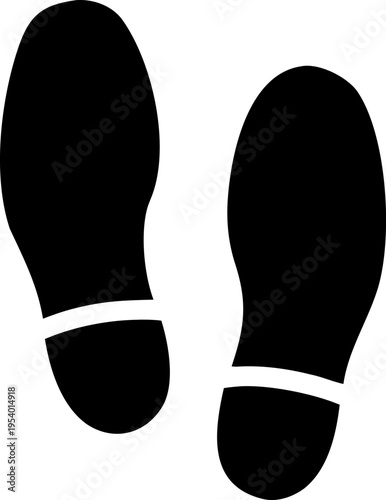 Black footprints icon on a white background, representing steps taken or a path followed