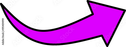 Tableau sur toile Curved magenta arrow with bold outline pointing right, symbolizing direction, growth, and movement