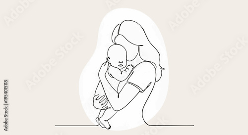 Embrace of Motherhood: A tender illustration depicts the unwavering bond between a mother and her child. This artistic rendering evokes the warmth and security of a mother's embrace.