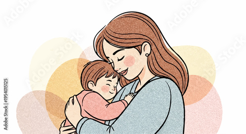 Mother's Gentle Embrace: A tender moment unfolds as a mother cradles her peacefully sleeping baby, radiating warmth, love, and protection, capturing the essence of nurturing care.