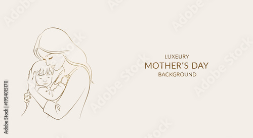 Mother's Embrace: A delicate sketch portrays a mother lovingly cradling her child, capturing the tender bond of motherhood, perfect for celebrating Mother's Day and evoking warmth and affection.