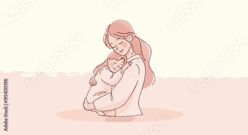 Mother's Embrace: Tender moment of a mother holding her peacefully sleeping child, showcasing the bond of unconditional love.