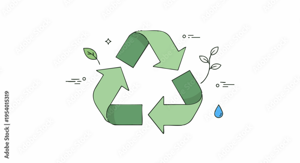 Obraz premium Eco-Friendly Cycle: a clean and minimal illustration of the universally recognized recycling symbol, designed to inspire eco-consciousness and promote sustainable living.
