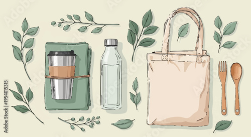 Eco-Friendly Essentials: A collection of sustainable items for an eco-conscious lifestyle, promoting responsible consumption and environmental protection.