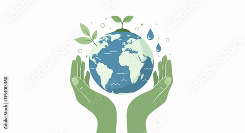 Eco-Friendly Embrace: A gentle, hand cradles the Earth, nurturing its essence of life and sustainability, illustrating the importance of environment