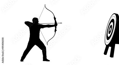Silhouette of an Archer Aiming at a Target
