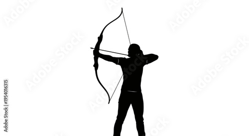 Silhouette of an Archer Aiming a Bow and Arrow