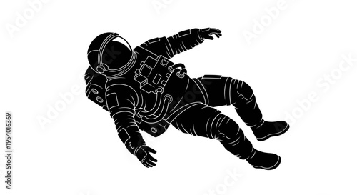 Astronaut Floating in Space Silhouette Illustration