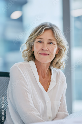 Free Download Experienced senior professional conveying trust, stability, and leadership in a modern business environment. Elderly professional in modern office, successful businesswoman. - GFXLoad