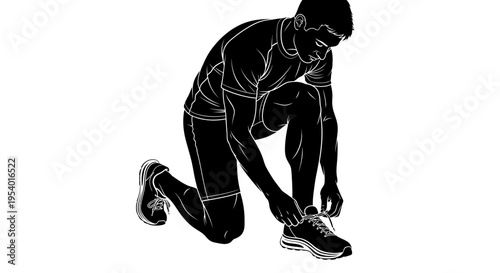 Athlete Tying Shoelaces Before Workout