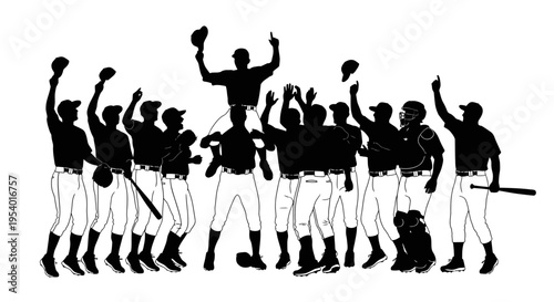 Baseball Team Celebration Silhouette