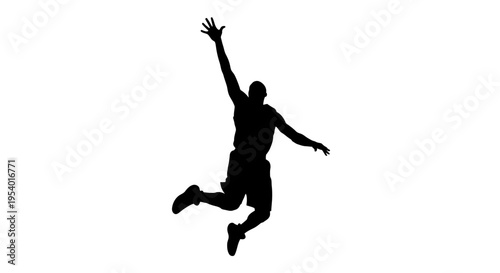 Black Silhouette of Basketball Player Jumping for Dunk