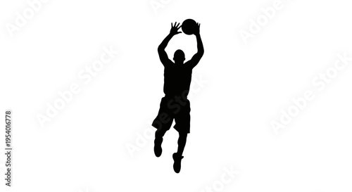 Silhouette of a Basketball Player Jumping for a Jump Shot